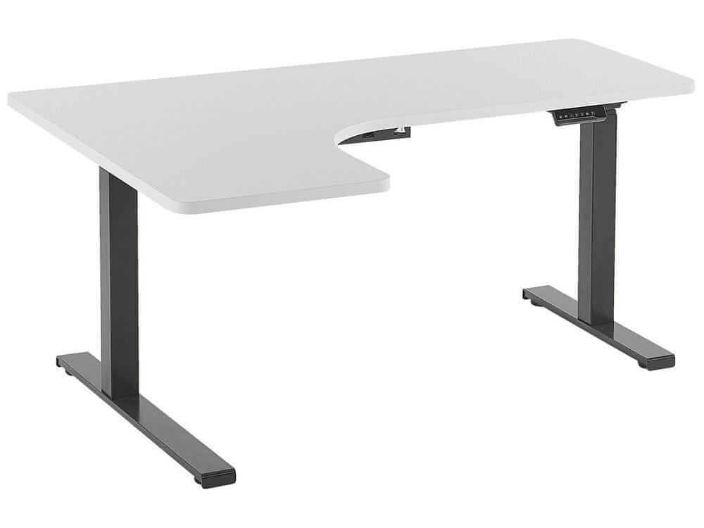 Beliani Rohový elektrický písací stôl ľavostranný 160 x 110 cm čierno-biely DESTIN II